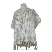 White and Brown Fringe Scarf